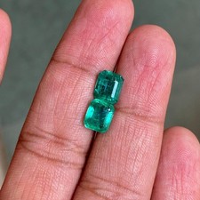 Zambian Bluish Green Emerald Pair 2.72 crt 7x6mm Loose Gemstones For Jewelry