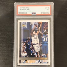 Topps 1997 Tim Duncan Spurs RC Rookie #115 PSA 7 NBA Basketball Card. rookie card picture