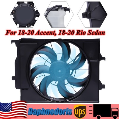 Dual Radiator for 2018-2020 Hyundai Accent/Kia Rio dual cooling Fan+Shroud Black
