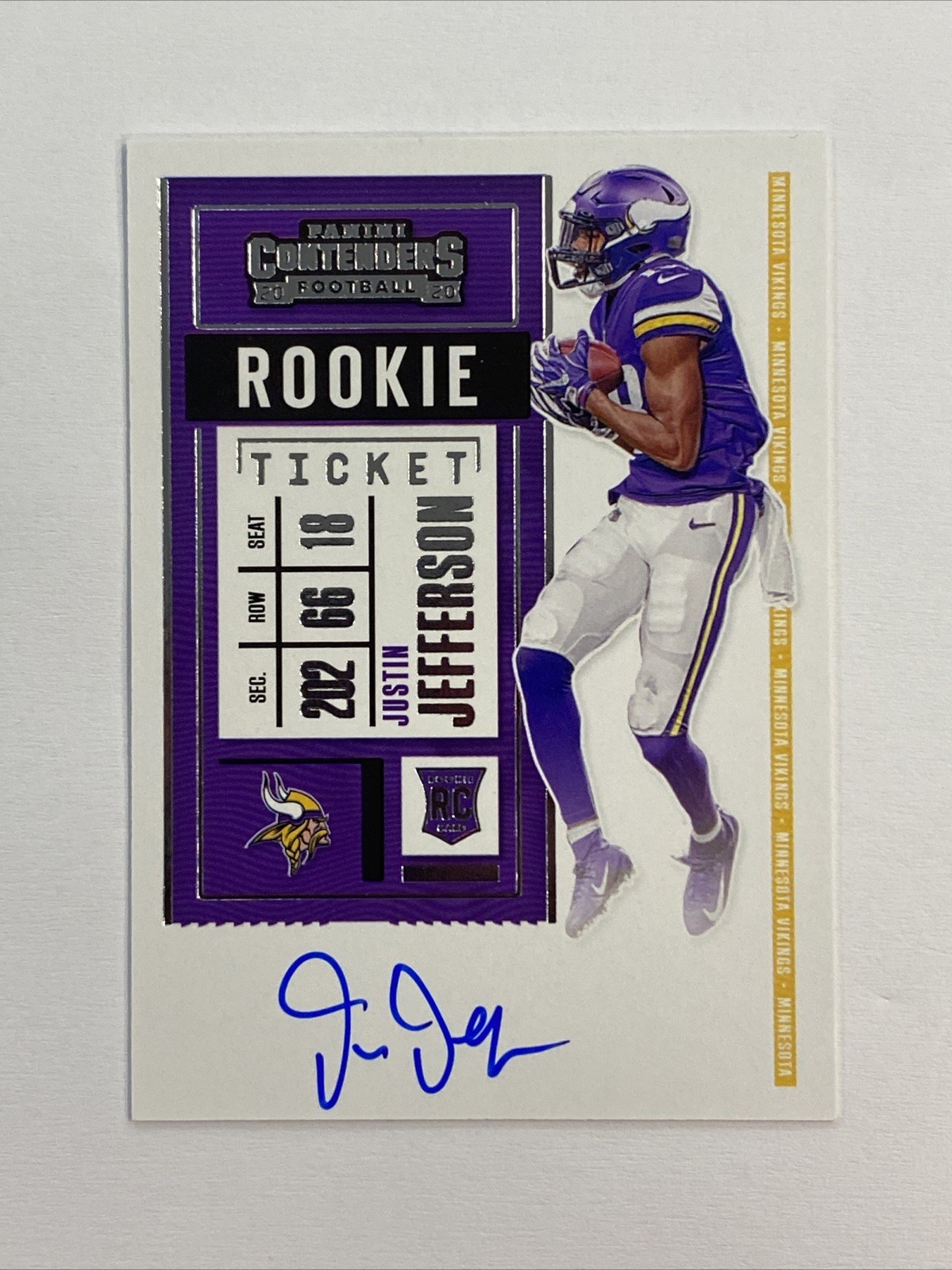 Justin Jefferson 2020 Panini Contenders Rookie Ticket RPS Auto #109 RC KG