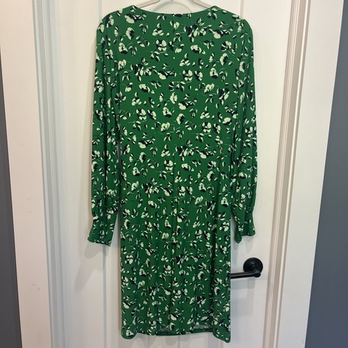 Lauren Ralph Lauren Women's Size 14 Faux Wrap Dress Green Floral Long Sleeve - Picture 8 of 11