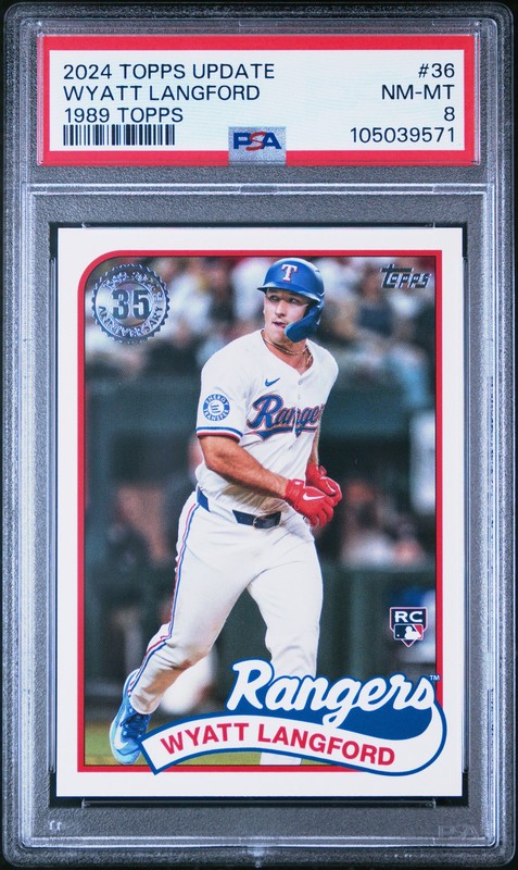 2024 TOPPS UPDATE 1989 TOPPS BASEBALL #36 WYATT LANGFORD ROOKIE RC PSA 8