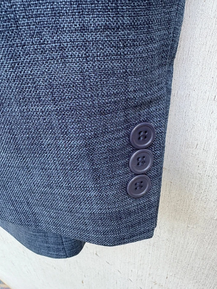 Haband's Gold Coast Sport Coat Jacket Blazer Mens 44 R Solid Blue Polyester NEW - Image 2 of 4