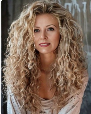 18''  Ombre Golden Blonde Highlight Curly Lace Front 100% Human Hair Wigs 300%