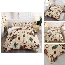XYNHML Western Cowboy Horse Comforter Set 3Pcs Queen Wrangler Hat Cactus