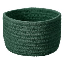 Green Small Cotton Rope Woven Storage Basket Round 6.3"x4.4"