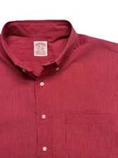 Brooks Brothers 1818 Men's 16 1/2-5 Long Sleeve Button Up Dress Shirt Red Check