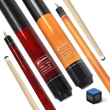 Pool Cues Set of 2, 58" 2-Piece Pool Sticks for Adults, 3D Grip House Bar Bil...