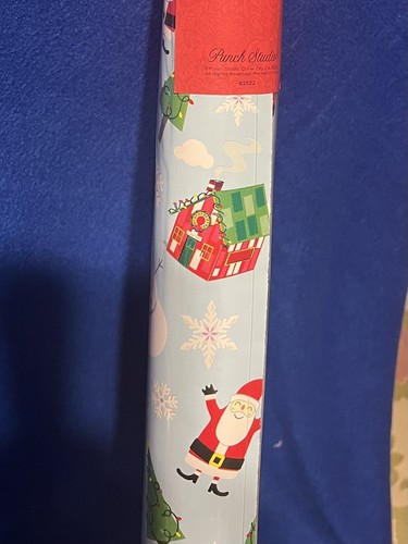 Punch Studio Christmas Wrapping Paper New Blue Santa Snowman House Design - Picture 2 of 2