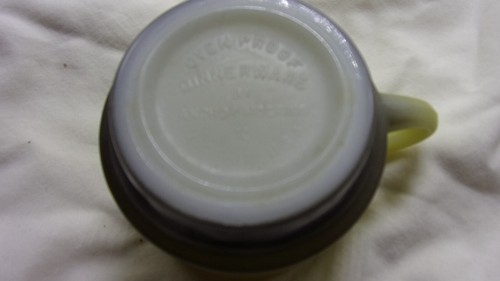 Vintage Anchor Hocking Oven Proof Dinnerware Green Black Ombre Creamer USA Glass - Picture 5 of 5