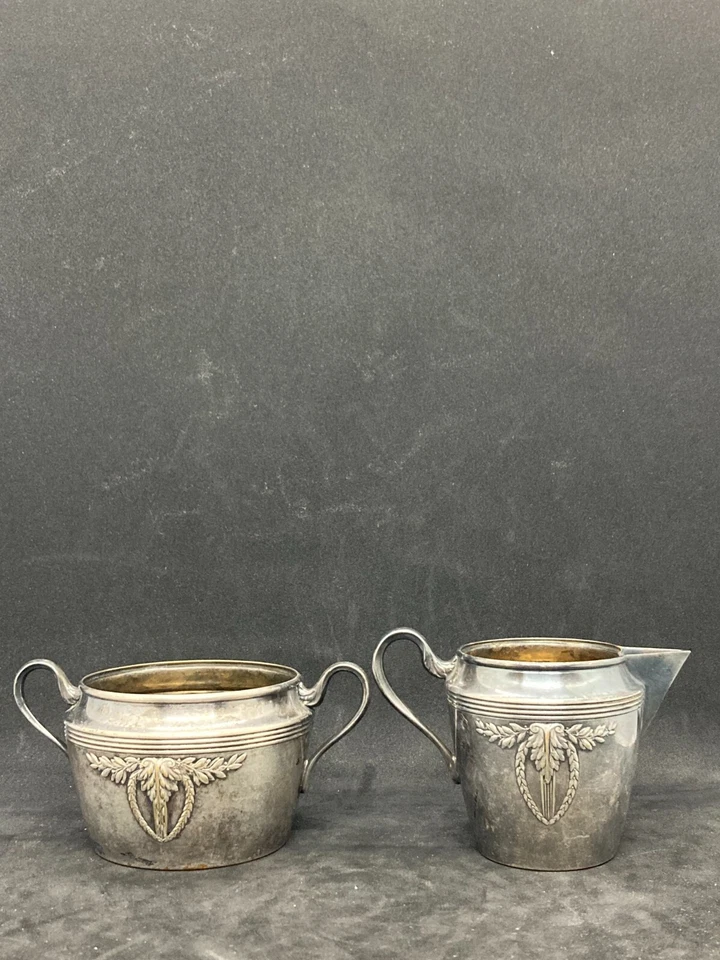 Antiguo extremadamente. WMF azucarero y jarra de crema plateada. Oxidado Foto 3 de 4