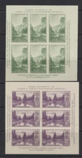 #750-51 1934 National Parks Imperf Souvenir Sheets 3¢ Mt. Rainer and 1¢ Yosemite