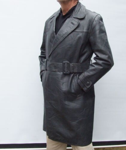 Vintage GERMAN Heavy Horsehide Leather Military Trench Coat WW2 size M - 第 1/15 張圖片