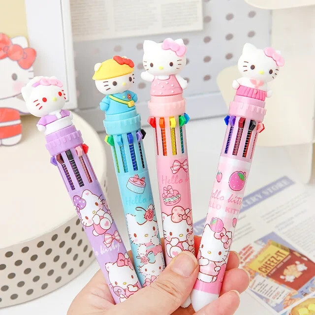 Hello Kitty ボールペン 10本セット Super Cute Hello Kitty Cartoon 10 Color Ballpoint Pen