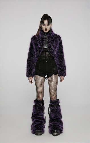 Punk Rave Donna Cappotto Pelliccia Finta Inverno Elegante Corto Spessa Pelliccia Finta Giacca Scura - Foto 24 di 40