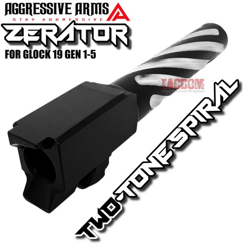 AGGRESSIVE ARMS ZERATOR BLACK PVD SPIRAL STAINLESS STEEL 9mm Barrel For GLOCK 19 - Picture 6 of 6
