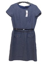 tommy hilfiger womans dress size 10 blue/white print nwt Full Lined Pencil Belt