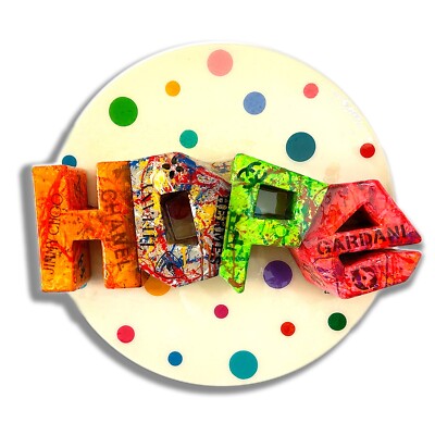 Hope   Original 3D Wall Sculpture, Art on Wood, Wall Art, Pop Art, 3D Art, COA