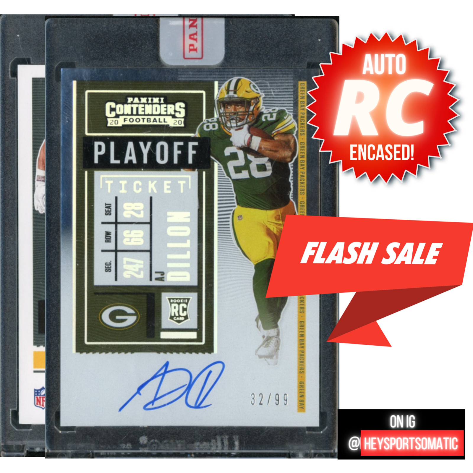 AJ Dillon 2020 Panini Contenders Rookie PLAYOFF TICKET /99 AUTO Gem Mint 💎SHARP