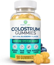 Sugar-Free Colostrum Gummies (1500mg) Bovine Colostrum for Humans, Grass-Fed