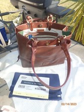Dooney Bourke Florentine Leather Large Zip Barlow Satchel Chestnut