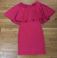 Calvin Klein PopOver Cape Dress Women’s Sz 4 Pink Knee Length Sheath Scoop Neck
