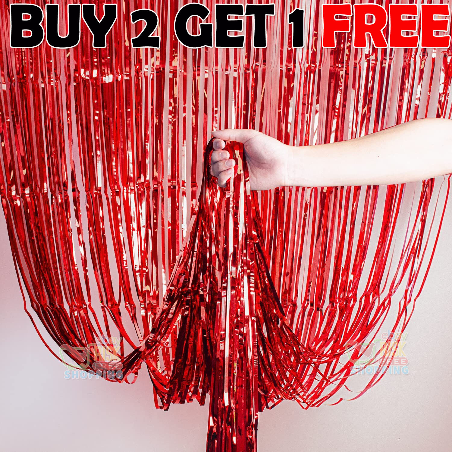 INIFLM 2 Pezzi Metallico Orpelli Foil Frange Tende, Foto Di Festa Sfondo Stelle Filanti, Foil Frange Tenda Frange Sfondo Per Matrimonio Fidanzamento Addio Al Nubilato Festa Di Compleanno(Argento - Foto 3