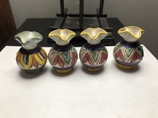 Vintage Miniature 3" Hand Painted Colorful Bud Vases (set of 4) Made in Italy