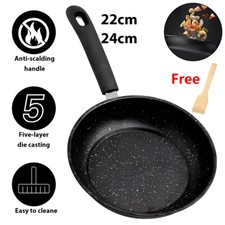 Non Stick Black Frying Pan Ceramic PTFE Coated For Gas Electric Induction Hob UK