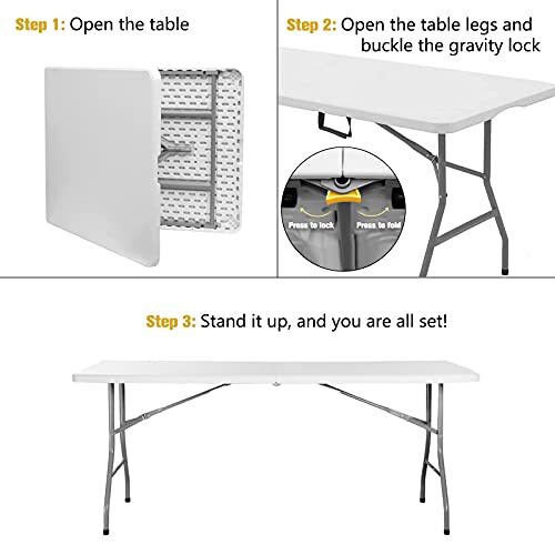 Ft Folding Table 6ft Folding Table 4ft Fold-in-Half Party Table