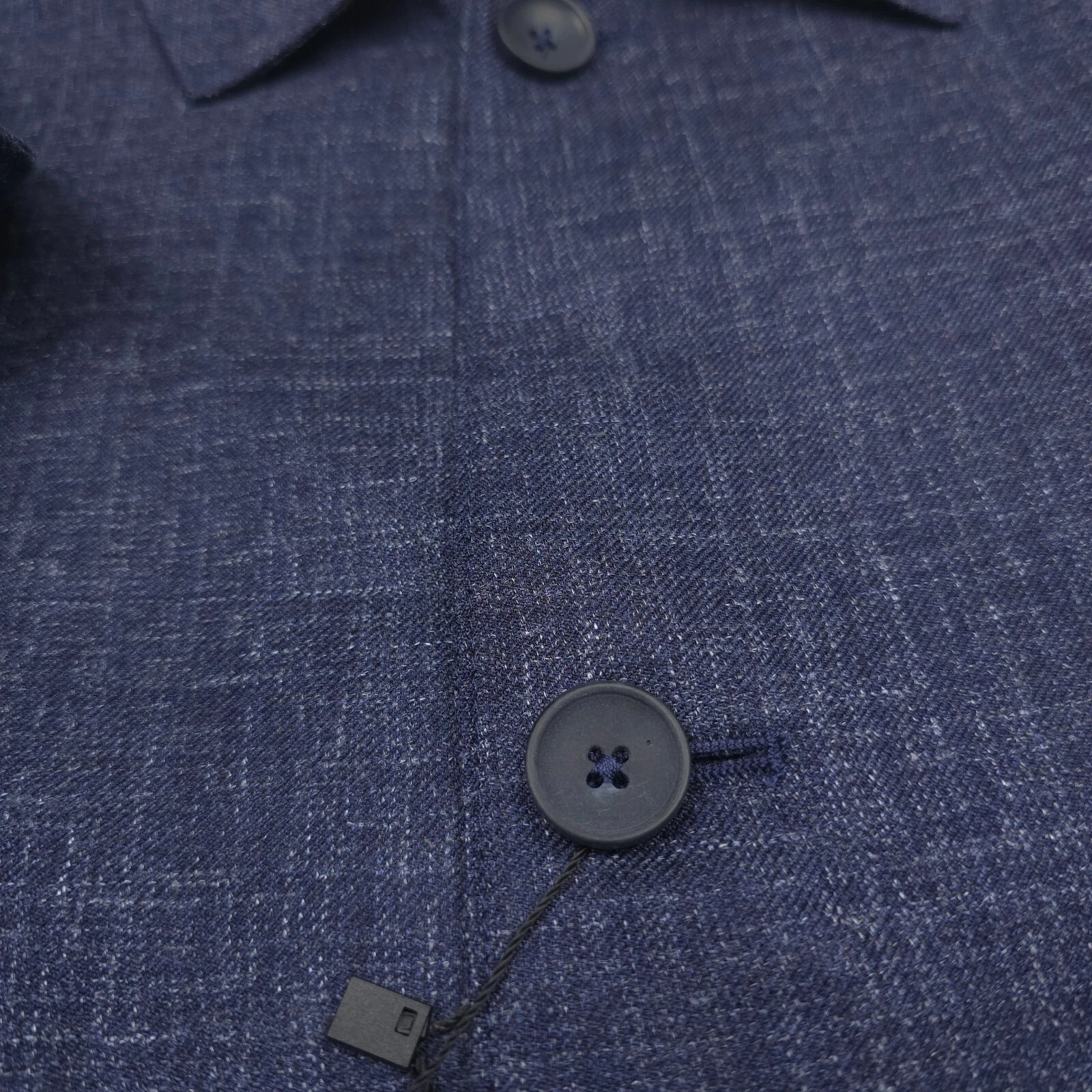 Bloomingdales Wool Chore Jacket Mens 42R Navy Blue Melange Micro Hopsack - product detail image 4