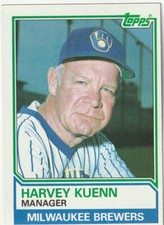 FREE SHIPPING-MINT-1983 Topps Harvey Kuenn #726-PLUS BREWERS BONUS CARDS