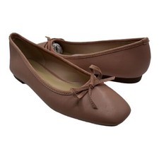 C. Paravano Sz 10 Pink Petals Powder Pastel Leather Ballet Flats with Bow NIB