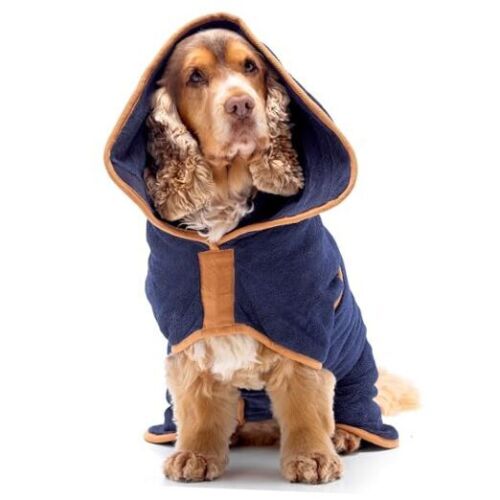 Luxurious Dog Bathrobe - Double Layer Dog Robe - Dog Drying GIANT French Navy