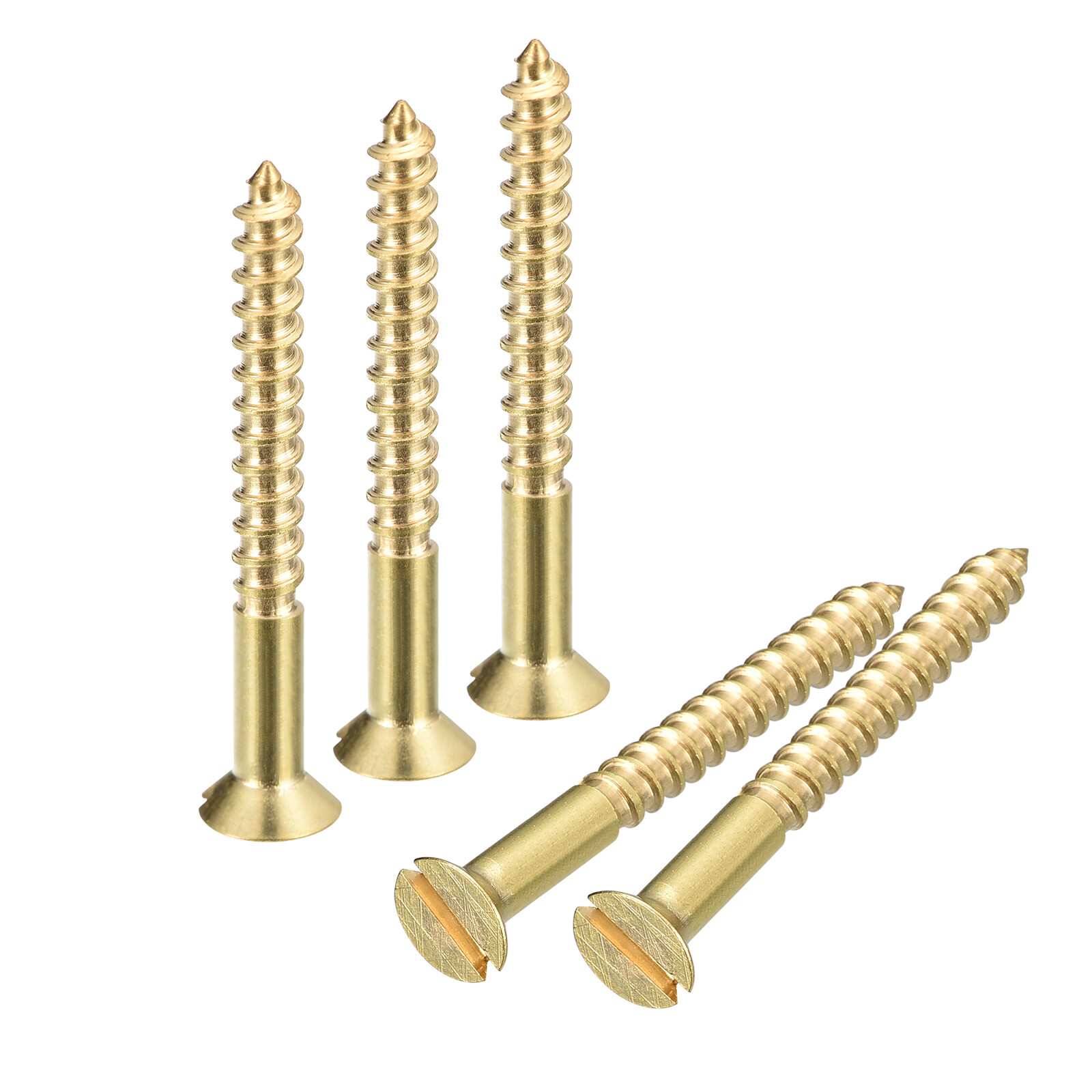 100Pcs M3 x 30mm Brass Slotted Drive Flat Head Wood Screws Self Tapping Screw