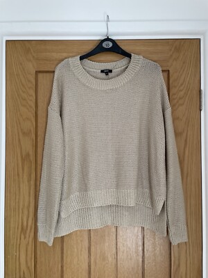 Papaya @ Matalan Jumper Size 14 Gold Sparkly Detail Stepped Hem Medium Knit