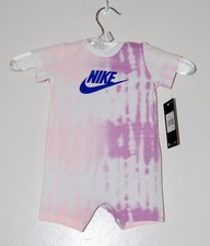 NWT Nike Infant Girl's Pink Purple Tie Dye Graphic Logo SS Romper sz 3M
