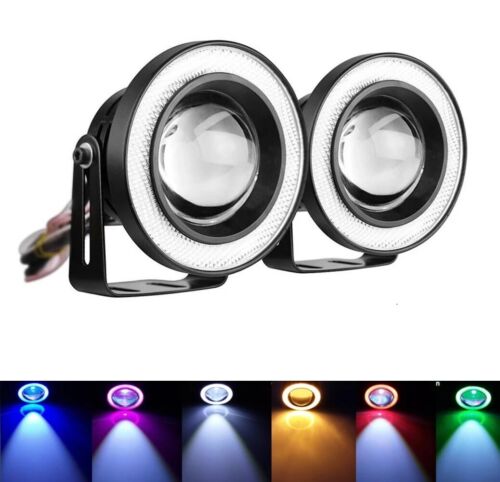 2x LED COB Nebelscheinwerfer Angel Eye DRL-Halo-Ring Auto Motorrad Lichter 12V - Bild 1 von 18