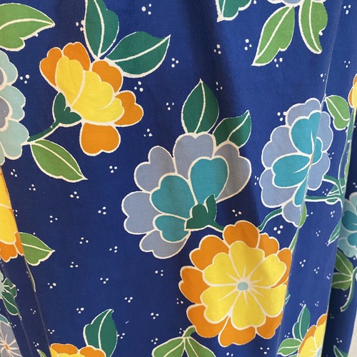 Vintage 1970s Sears Kaftan Muumuu Dress Womens S 8/10 Tropical Floral Long Blue - Picture 6 of 10