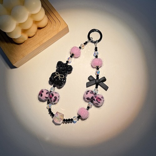 Fashion Diamond Bear Pendant Kawaii Plush Short Phone Strap Gifts - Photo 15 sur 15