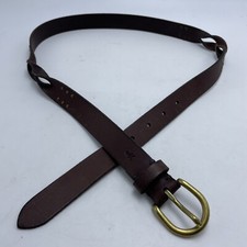 Frye Brown Leather Belt Womens Med Mini Studs Braided Part Brass Tone Buckle