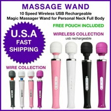 10 Multi-Speed Magic Massager Wand Massage Personal Neck Body - Full Size Women 