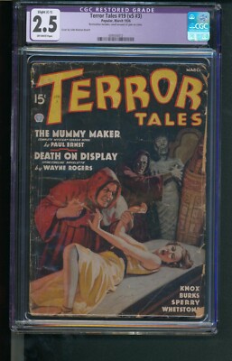 Terror Tales 19 (V5 #3) Pulp CGC 2.5 OW Pgs Slight Resto Hypodermic Needle Cover
