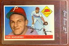 1955 Topps Phillies Baseball Card #46 Ted Kazanski Ships Today w/ Card Saver!
