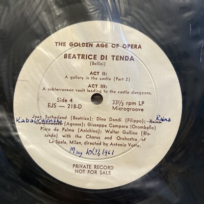 BEATRICE DI TENDA EJS 218 2 LP GOLDEN AGE OF OPERA PRIVATE RARE#88