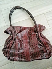 Pure Nwt Wine Red Snakeskin Leather Satchel Handbag      Size M  11x11x4 1/2