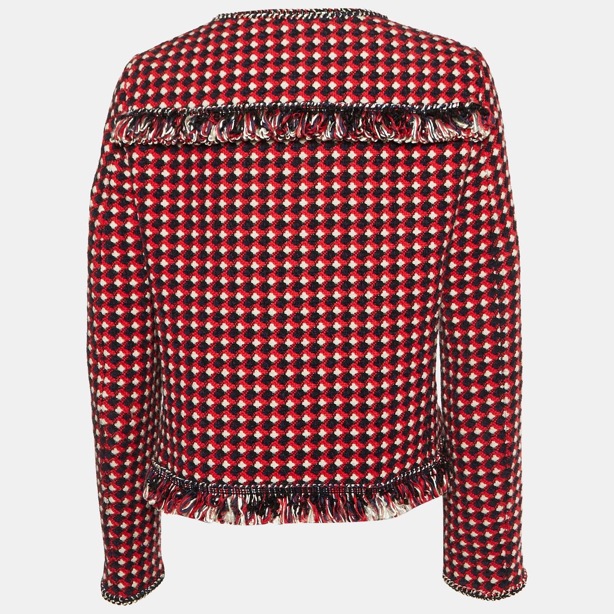 Boutique Moschino Red Tweed Fringed Jacket M | eBay Boutique Moschino Red Tweed Fringed Jacket M | eBay