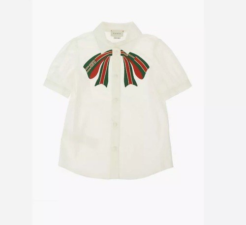 NWT GUCCI KIDS GG BOW POPELINE BLOUSE 6