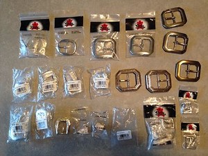 Huge Lot 22 Assorted New Tandy Buckles Nickel Stainless Brass Leather Work (10c)