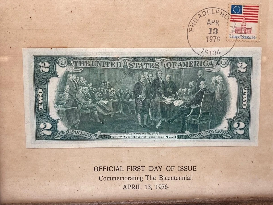 Bicentennial Two Dollar Bill First Day of Issue $2, U.S.Eisenhower $1 Coins, - Image 4 of 4